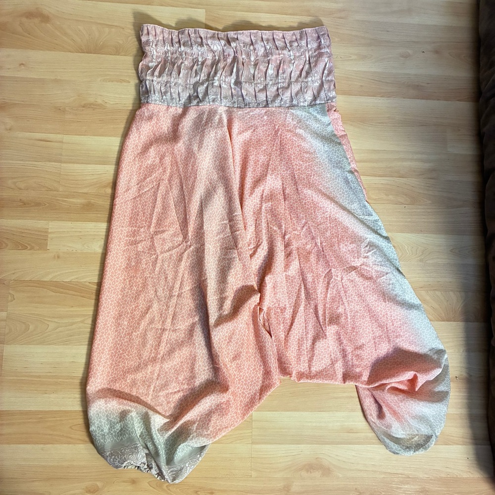 Guru 100% Silk Convertible Harem Pants Strapless Jumpsuit One Size Boho
